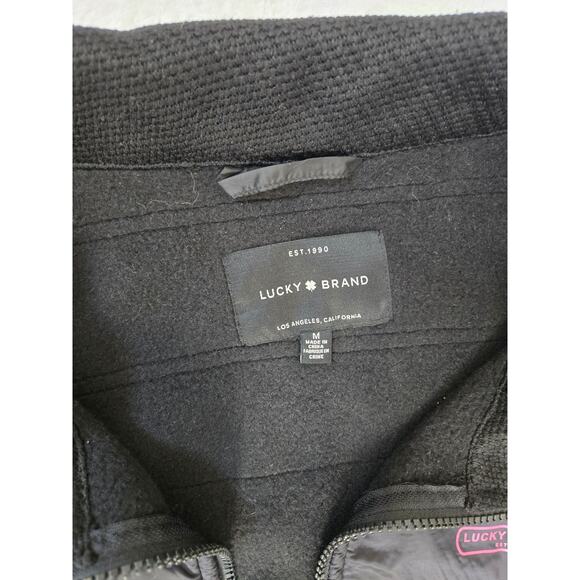 Lucky Brand SZ Med Faux Shearling Soft Fleece Zip Jacket Black with PinkTrim-EUC - Picture 2 of 6